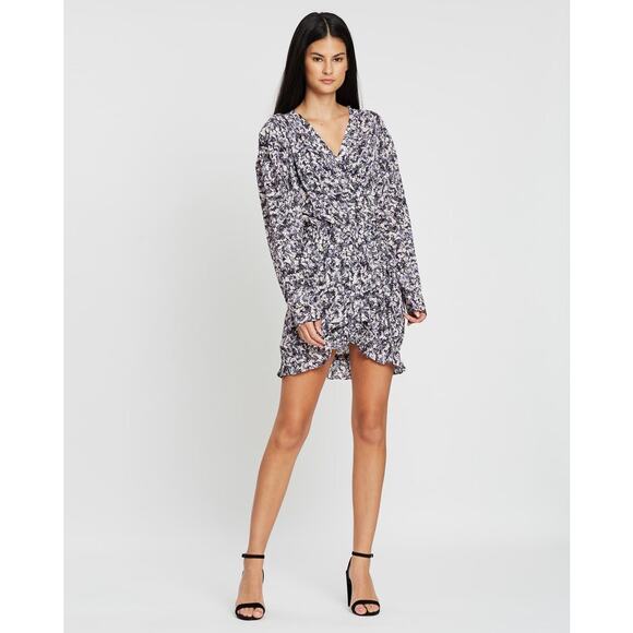 NWT IRO Brasey Abstract Print Mini Dress in Purple Floral Petals size 2 - Picture 2 of 12